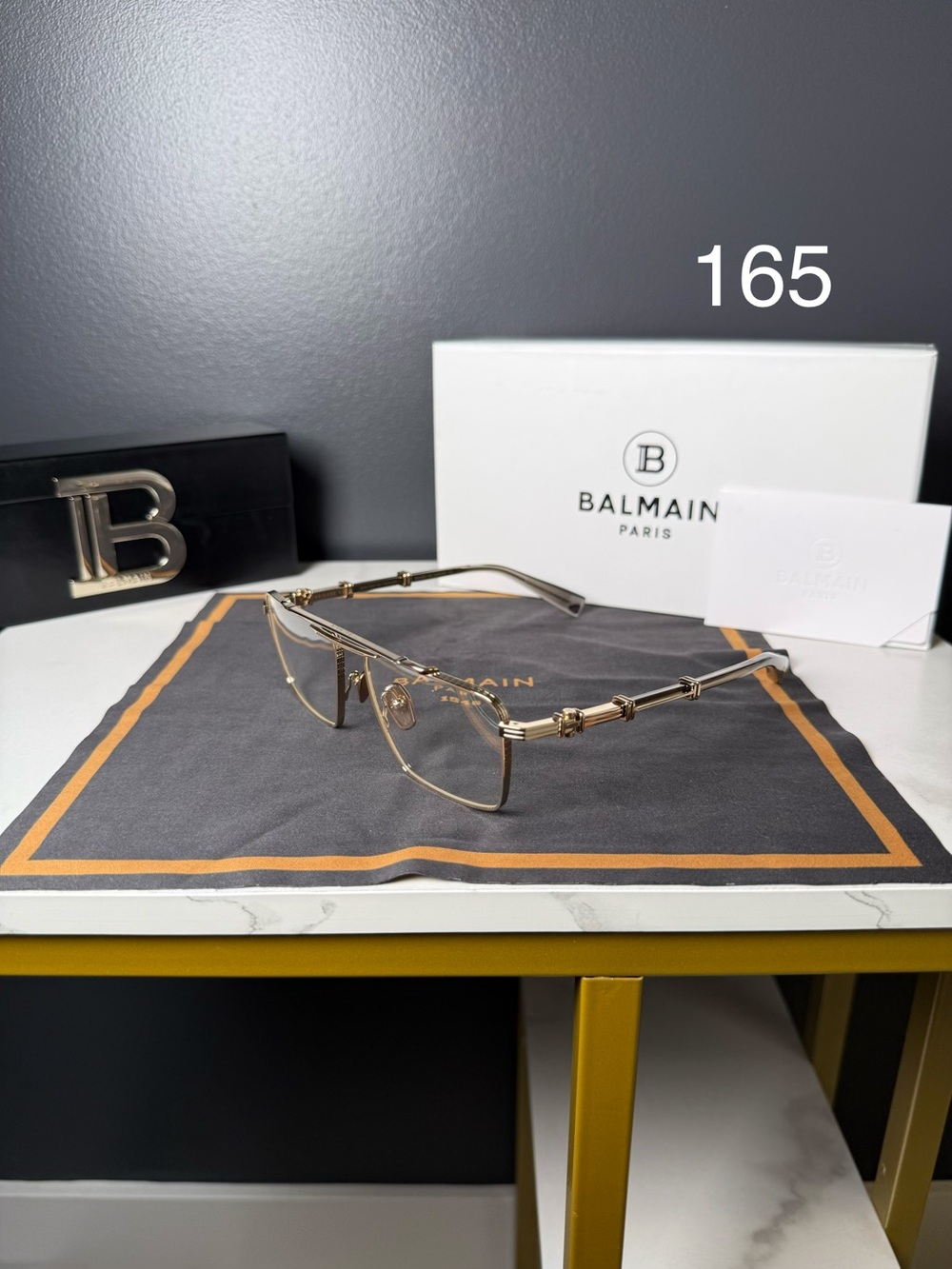 Balmain Men’s Gold Rimless Metal Glasses